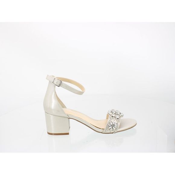 Betsey Johnson Womens Silver Ankle Strap Heels Size 6 Wide (C,D, W) - Picture 1 of 4